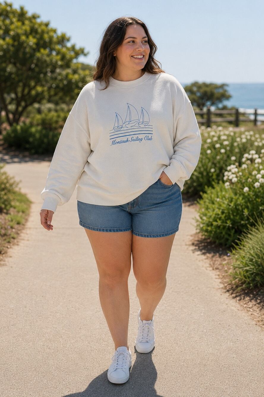 Wild Fable Montauk Sailing Club Embroidered Sweatshirt Women's Size XXL White